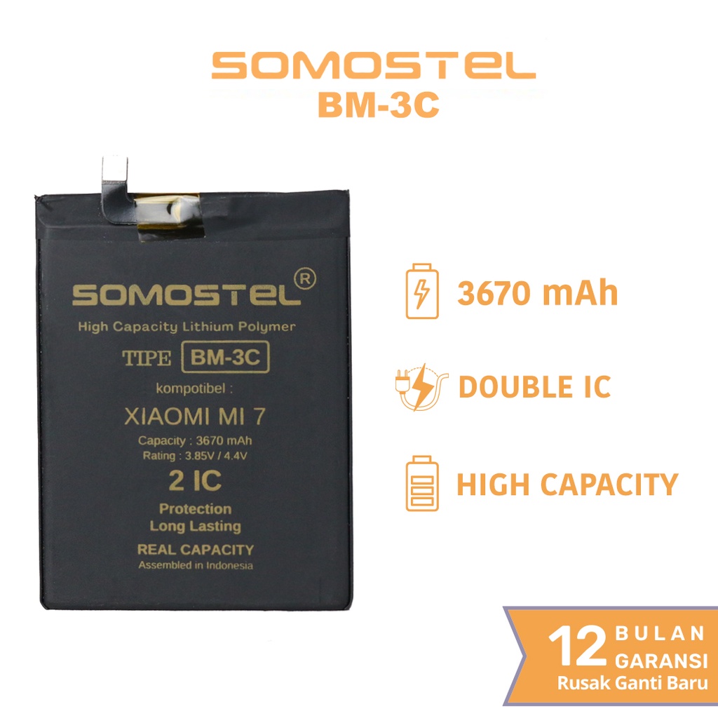 Somostel - BM3C Xiaomi Mi 7 Batre Batrai Baterai