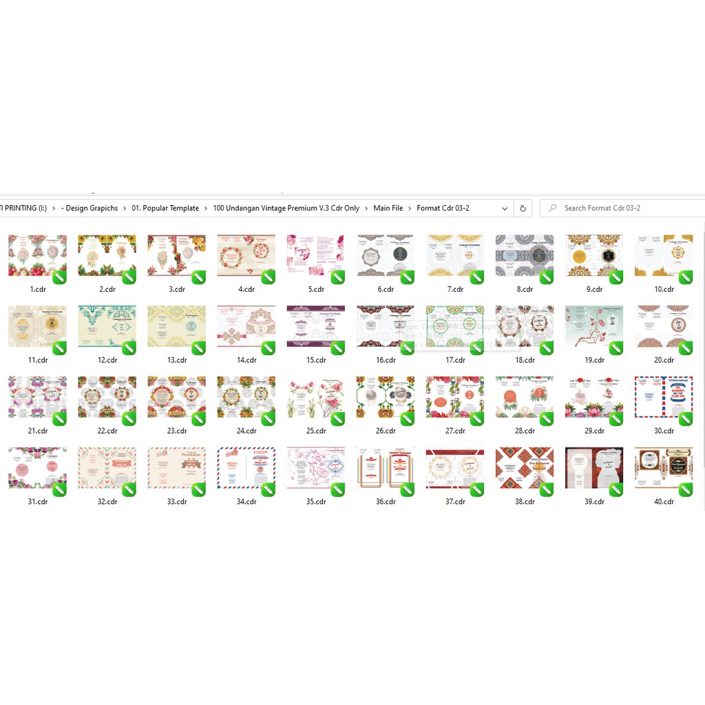 100 Undangan Vintage Premium V.3 Cdr Only - Coreldraw Template