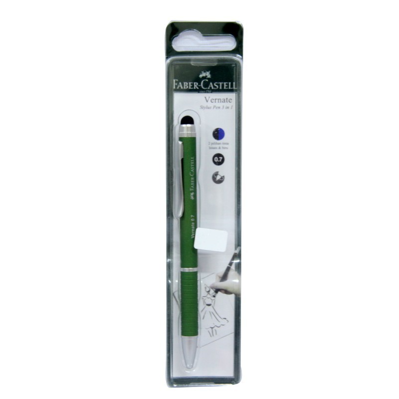 

Faber-Castell Stylus Pen Vernate / Stylus Faber Castell / Pulpen Stylus 3 in 1 / Tinta Hitam & Biriu