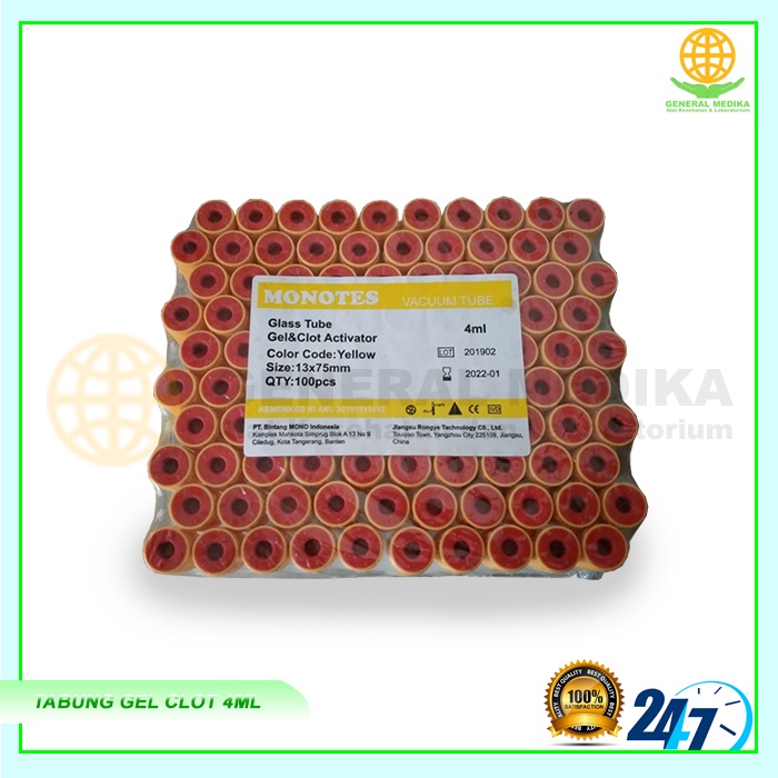 Tabung Vacutainer Gel Clot Activator 4ml Kaca MONOTES | Vacuum Tube