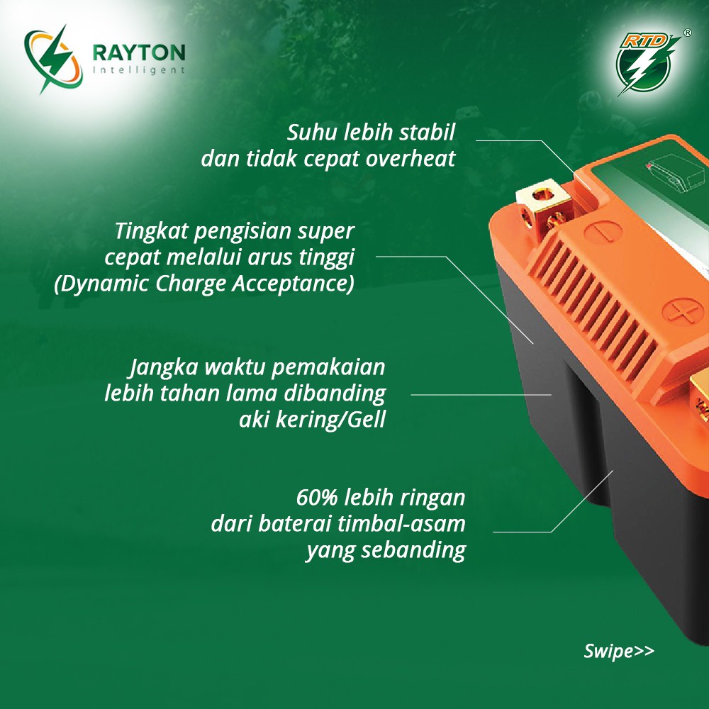 AKI MOTOR / ACCU KERING MOTOR RTD NEW INNOVATION LITHIUM IRON PHOSPHATE (LIFEPO4)