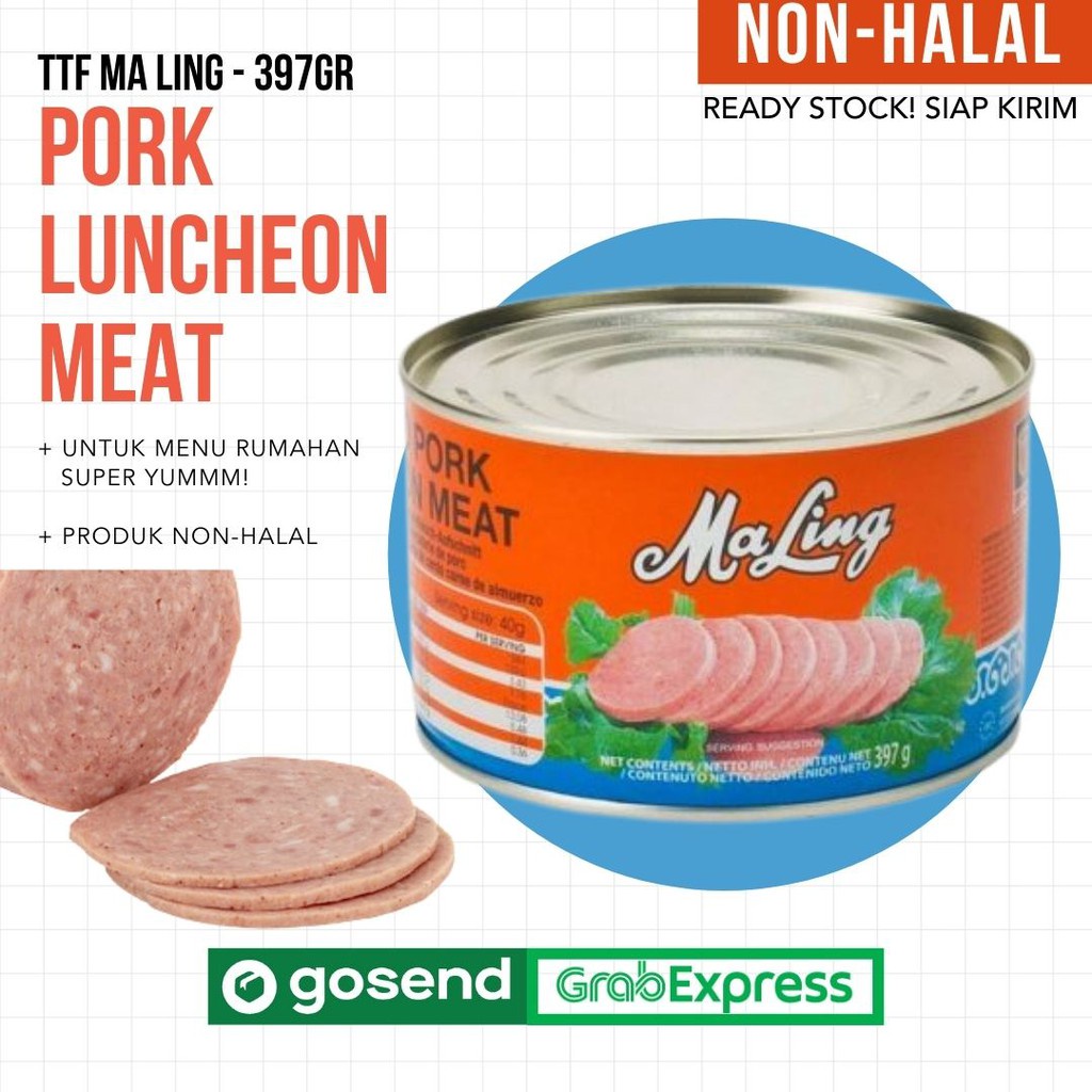 Ma Ling Luncheon Pork 397 gr TTS Canned / Daging Ham Babi Maling / OPEN RESELLER / SIAP KIRIM