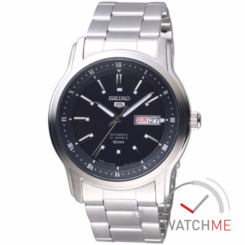 Jam Tangan Seiko 5 SNKP11K1 Automatic Black Dial 50m Stainless Steel Original Bergaransi