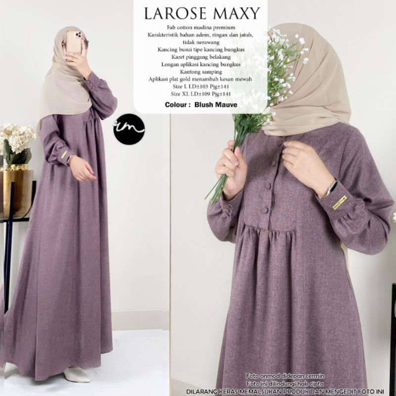 Realstok || Larose Maxy by Ratu Mulabees || Gamis polos || Gamis cantik || Gamis syar'i || Gamis Rem