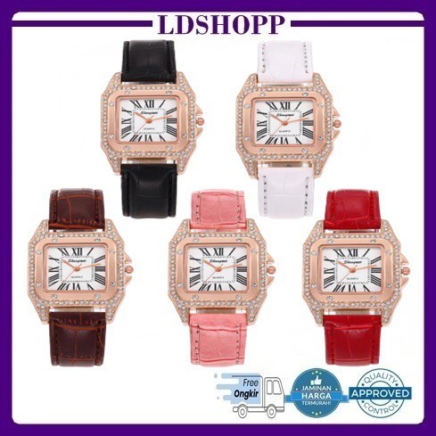 LDS J007 JAM TANGAN PETAK DIAMOND FASHION WANITA JAM IMPORT BATAM MURAH JAM IMPORT KEKINIAN