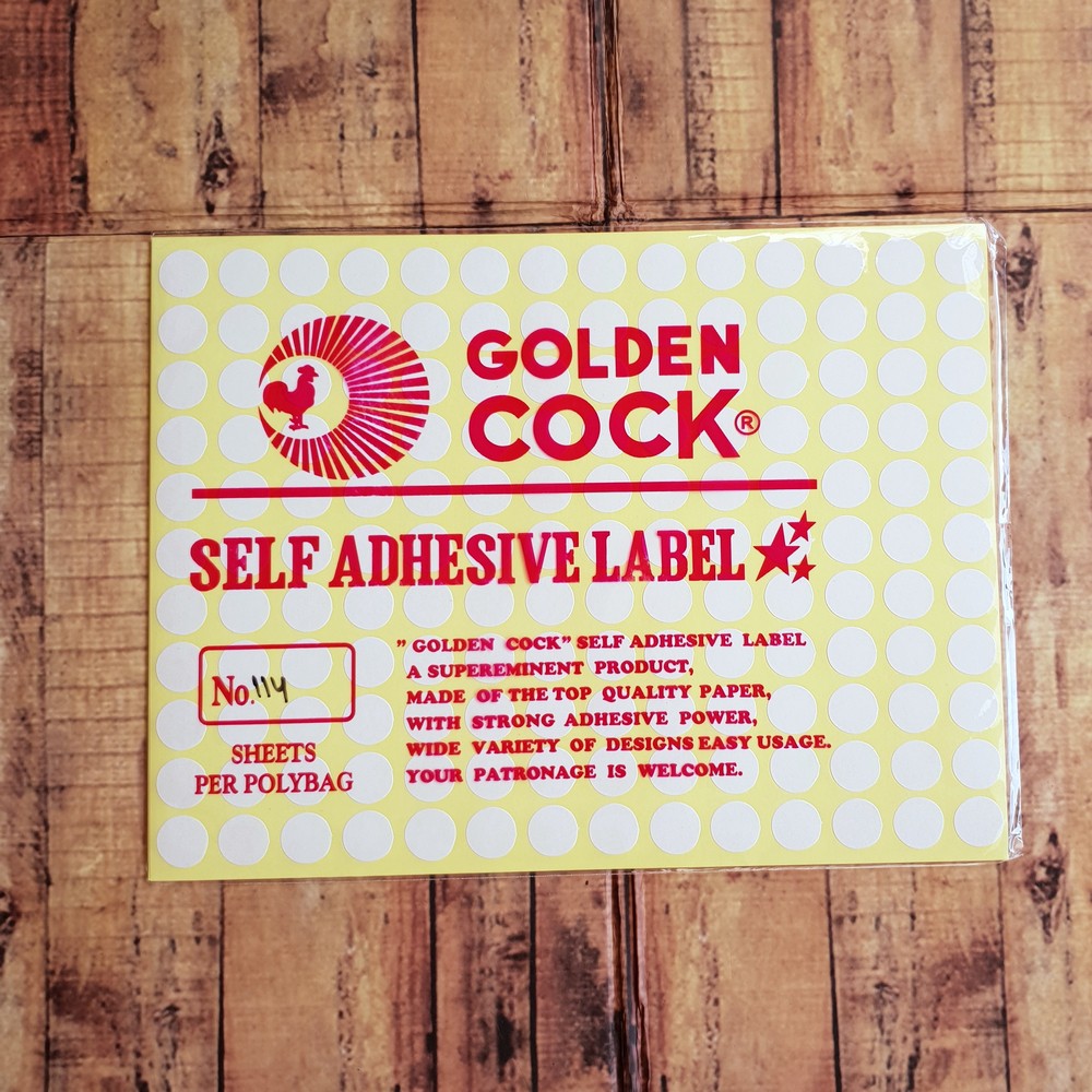 Label Golden Cock No. 114 - Self Adhesive Label 114 - Sticker Bulat 13mm - Sticker Botol Oil YLEO