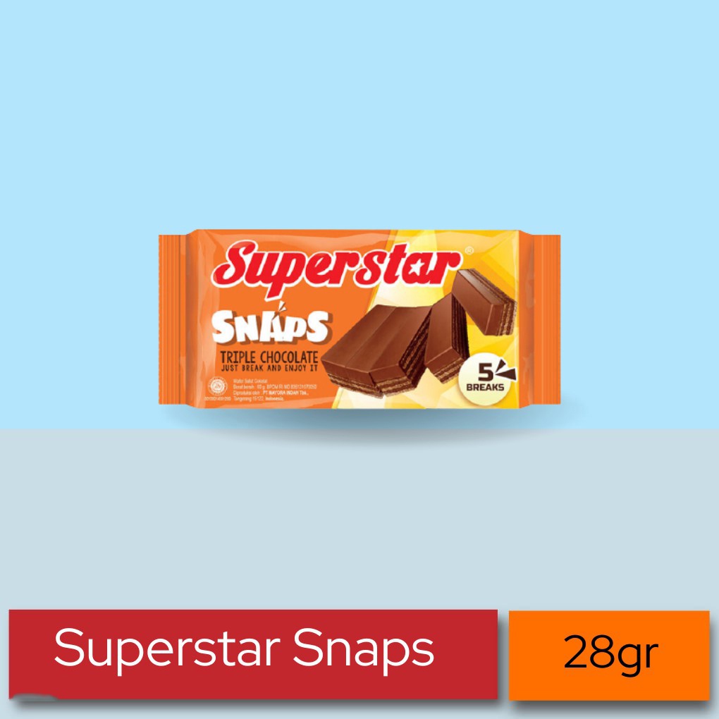 

Superstar Triple Chocolate 18 Gr - Superstar Snap Triple Chocolate - Snack Wafer - Makanan Ringan