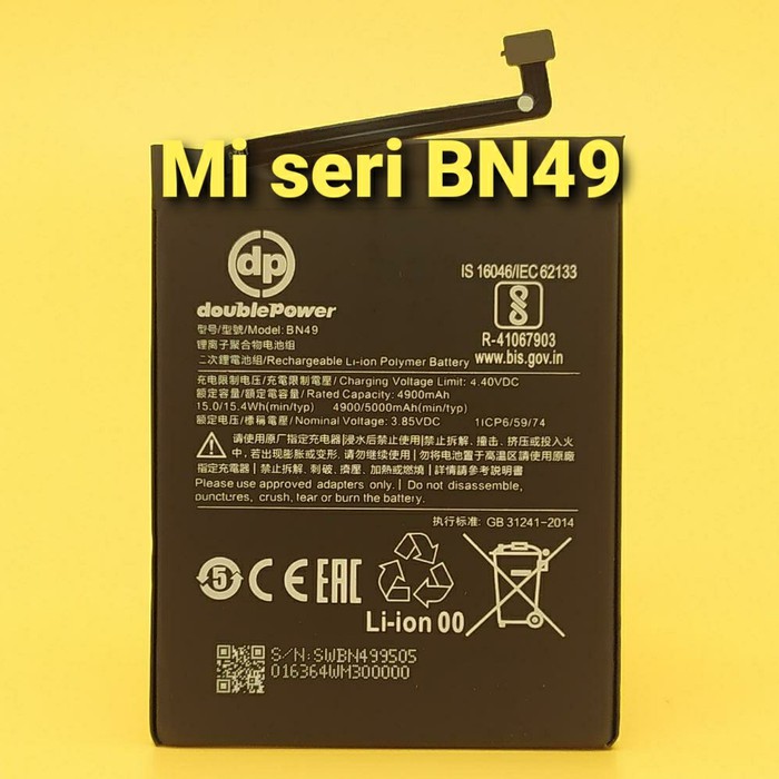 Battery Double Power Baterai REDMI 7A seri BN49 4900Mah