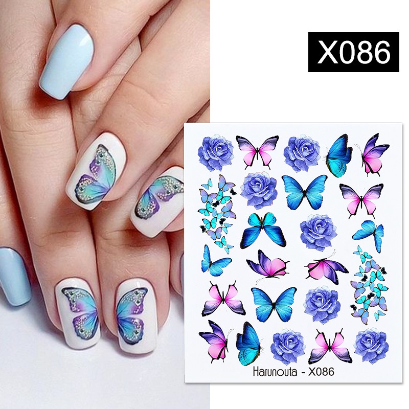 Stiker Kuku Motif Bunga leves Warna-Warni Untuk Nail Art