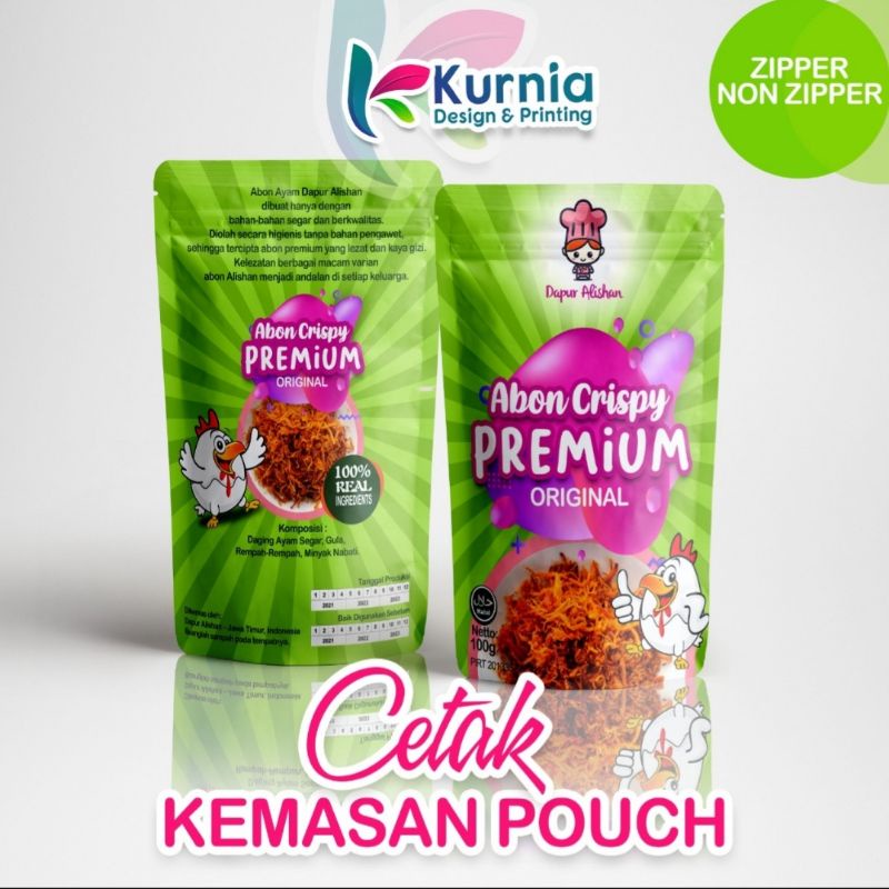 Cetak Kemasan Makanan Satuan Full Printing Standing pouch Ziplock & Non Ziplock - Ukuran 13x20cm