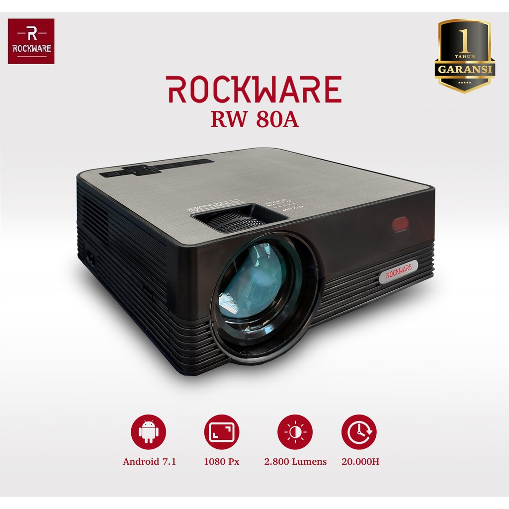 AKN88 - Rockware RW80A - LED Projector With Android 7.1 TV Tunner 2800 Lumens