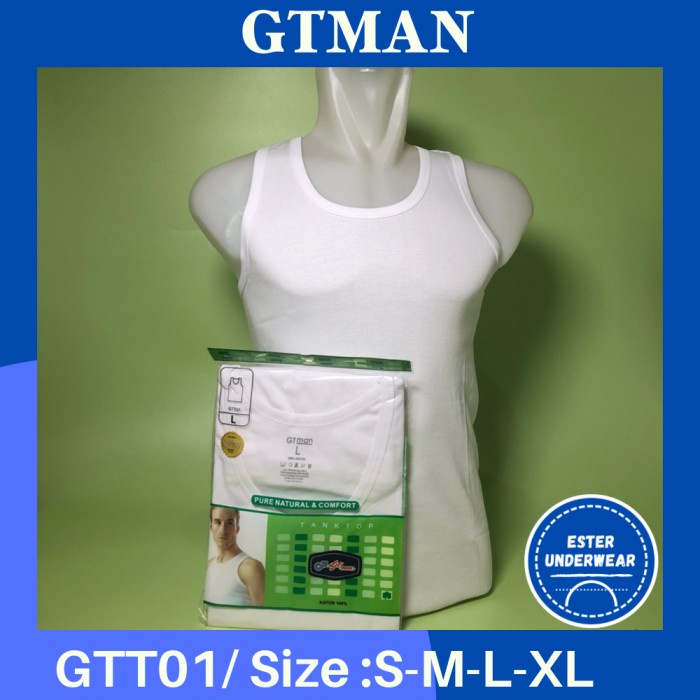 KAOS  SINGLET GTMAN GTT01 PUTIH ISI 1PCS BAHAN KATUN SERAP KERINGAT