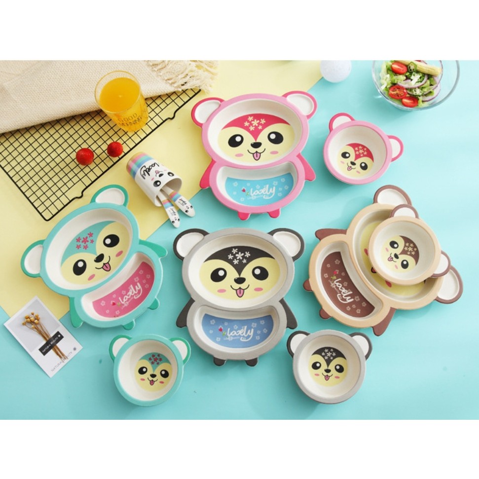 (Pimenova) Set peralatan makan mpasi set peralatan makan bahan bamboo set bambo o fiber eco tablewar