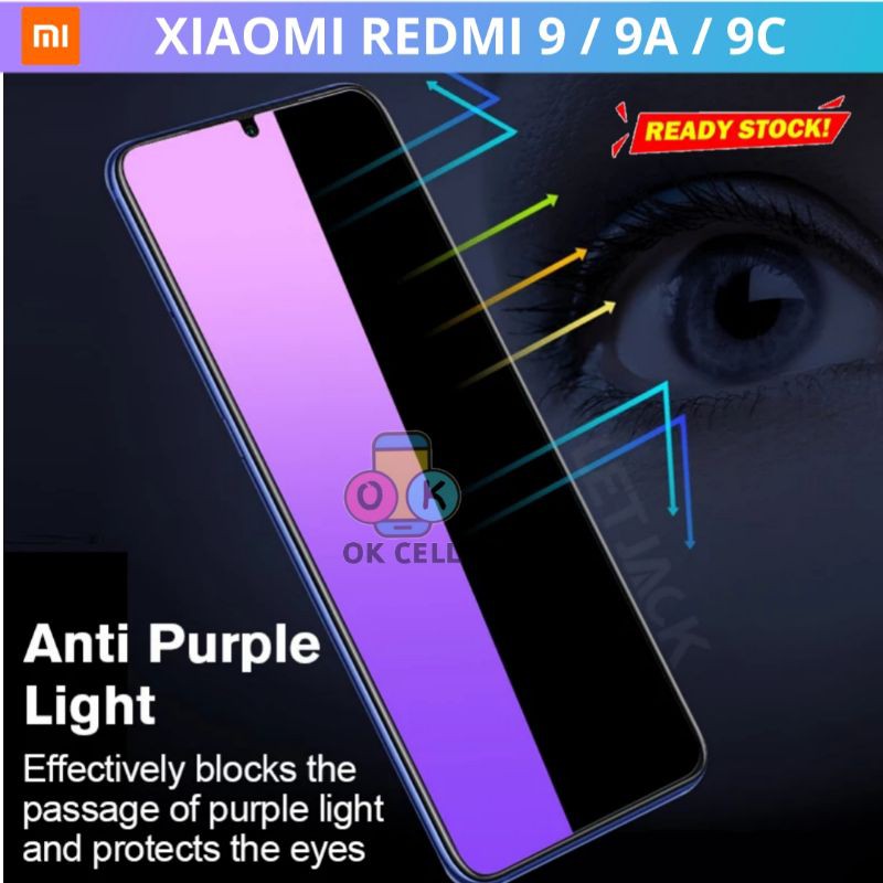 Tempered Glass TG Screen Guard Anti Gores Blue Light Redmi 9 / 9A / 9C full Layar Protector Premium