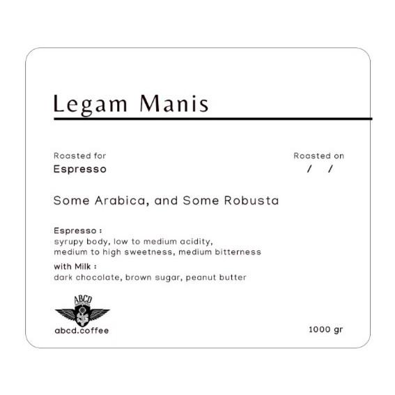 

Legam Manis - House Blend Espresso 1 KG Arabica - Robusta