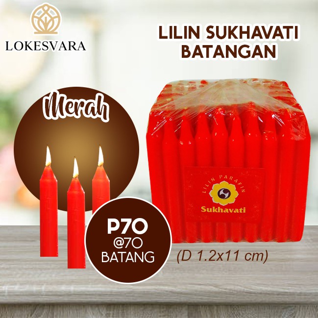 Lilin Sembahyang Parafin Sukhavati P70 Merah