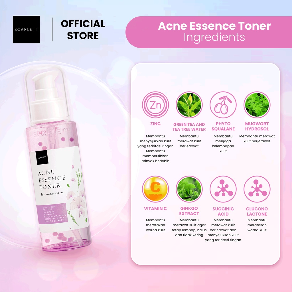 Scarlett Acne Essence Toner Original/ Pembersih Wajah BPOM AMAN