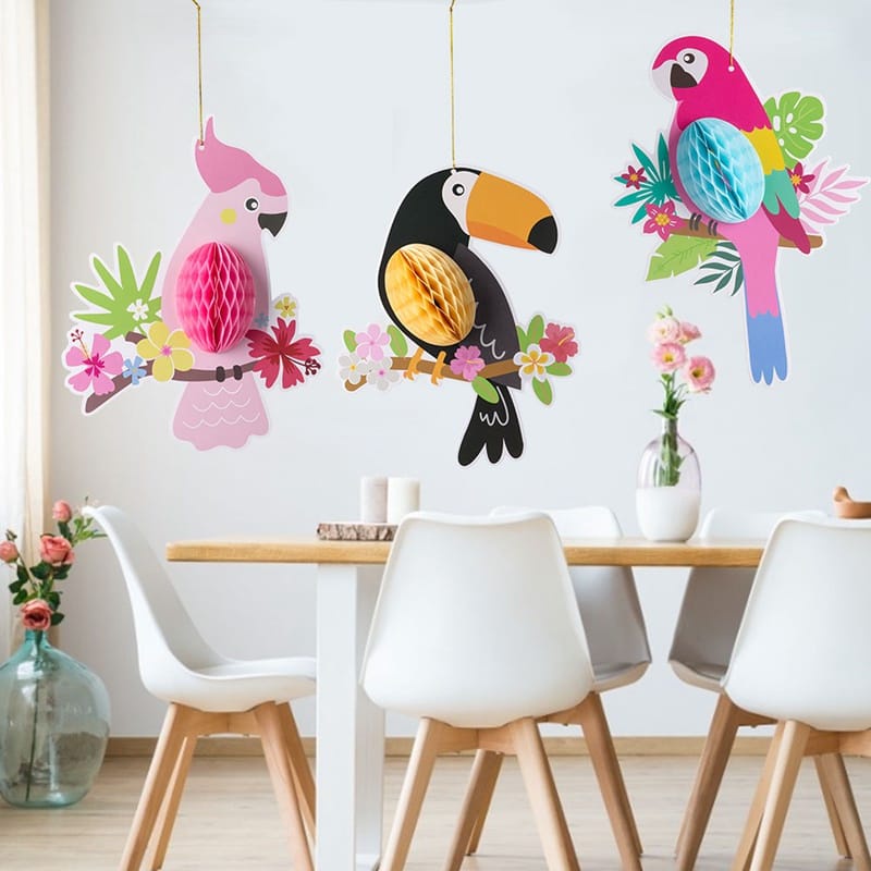 Hiasan pesta burung 3d parrot/ Hanging Parrot Quality Printing Lifelike Colorful