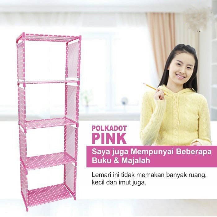 Rak Lemari Buku 4 Susun Tumpuk 5 Tingkat Baju Tas Sepatu Book Cabinet Rack Bookshelf