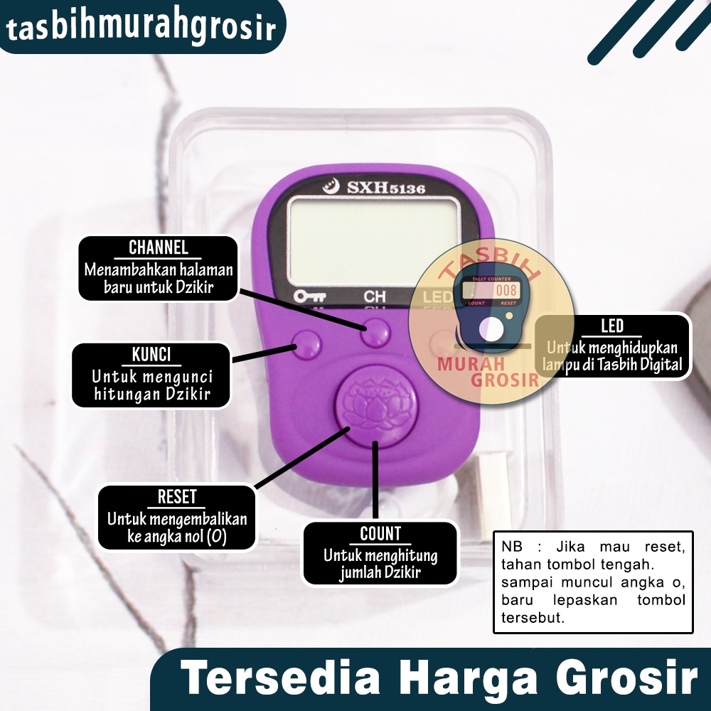 Tasbih Digital Premium 5 Chanel Recharge atau Cas / Tally Counter Rechargeable Premium