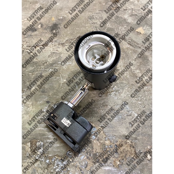 fitting rel E27 kap lampu rel E27 spotlight track light sorot hitam