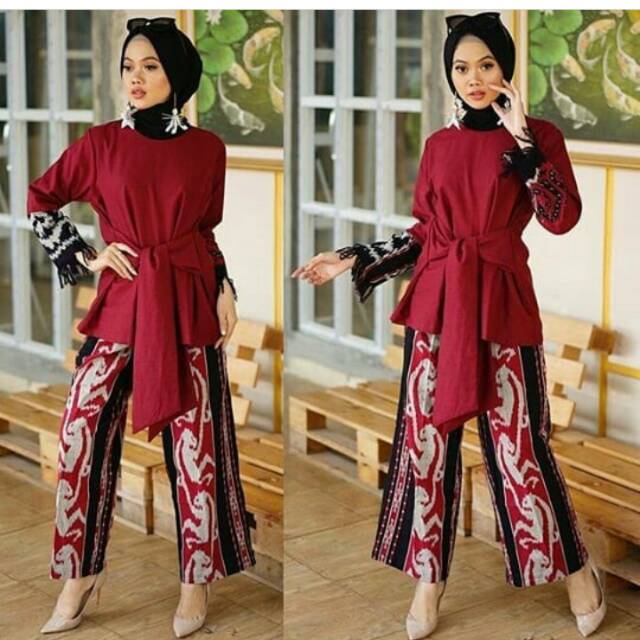 Set celana kulot Kain tenun troso etnic jepara