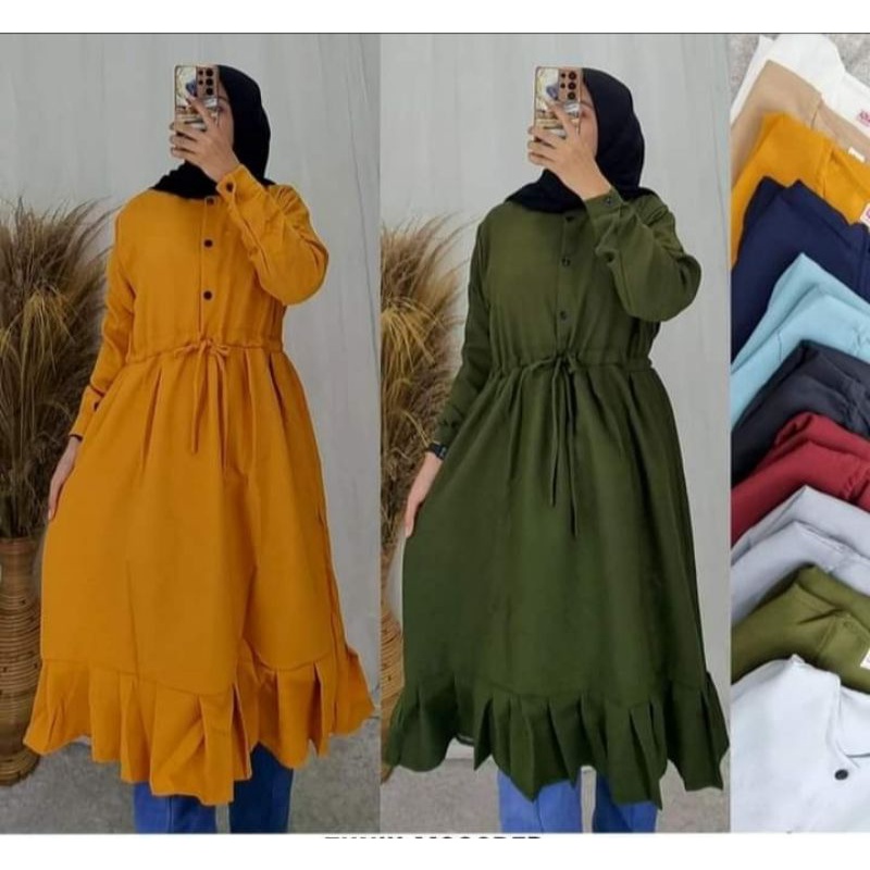 TUNIK POLOS KEMEJA ZALFA SERUT PINGGANG