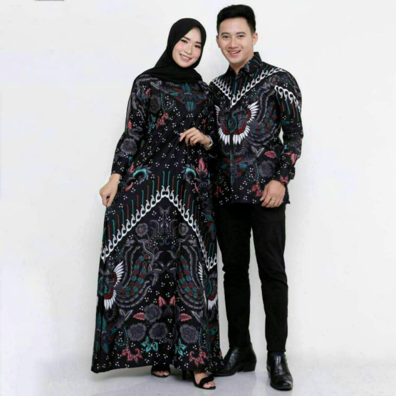 Mall Grosir Sarimbit Couple Batik Gamis Sogan Daun Manis Bunga Kobis Valentine Diskon Murah