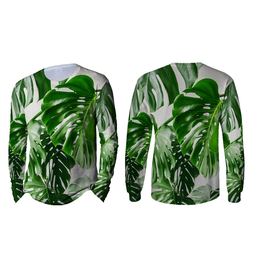 Utamamedia - Kaos Monstera Lengan Panjang | Kaos Monstera Pria | Kaos Bunga Monstera