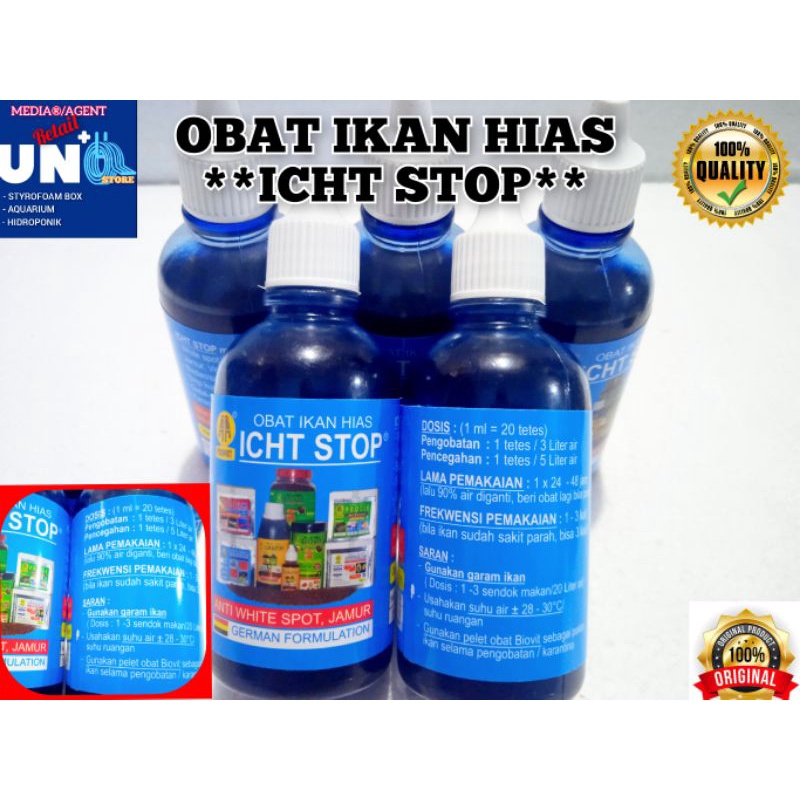 ICHT STOP Obat Biru Ikan Anti White Spot Jamur Sirip Kuncup 75 ml