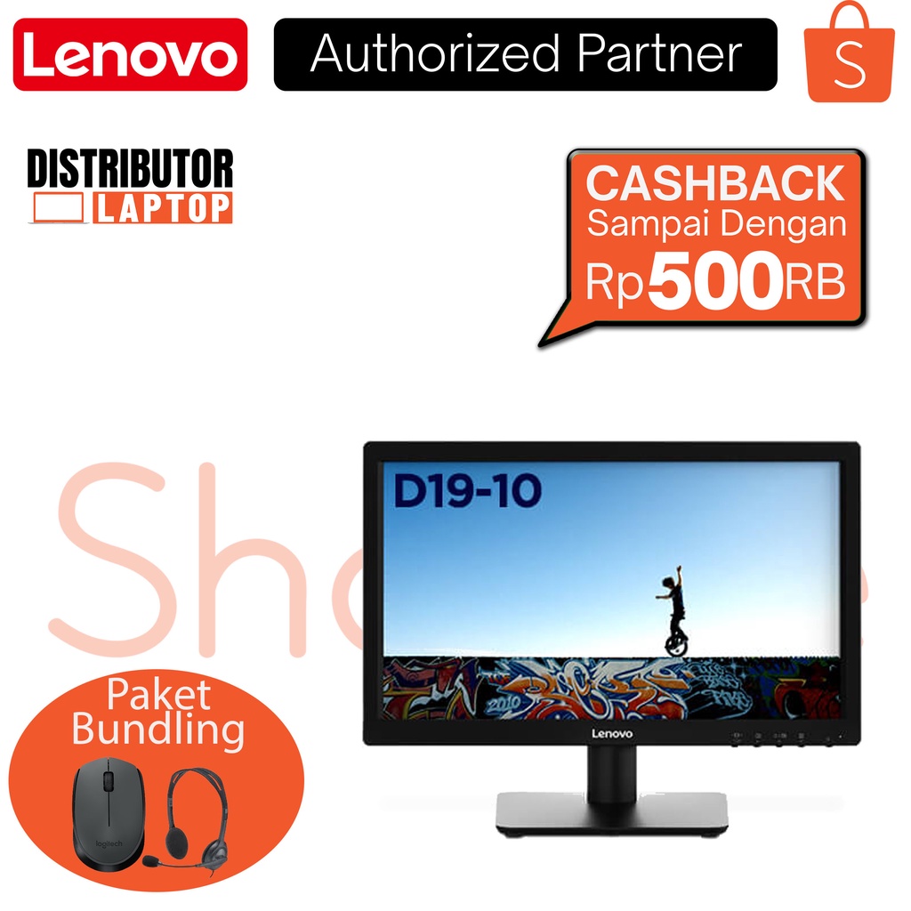 MONITOR LENOVO D19-10 / 19 INCH HD TN / VGA HDMI - CICILAN 0%