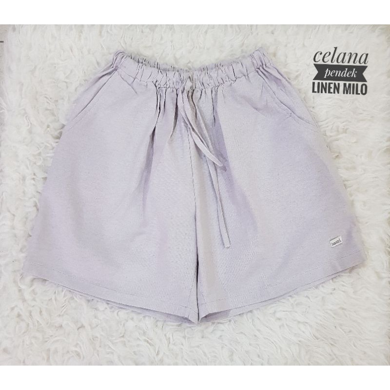 Celana Pendek Linen Celana Santai Wanita Celana High Waist Abg