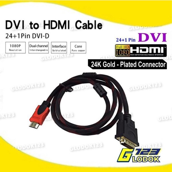 Cable Kabel HDMI Male To DVI Male 24 plus 1 FULL HD 1080P