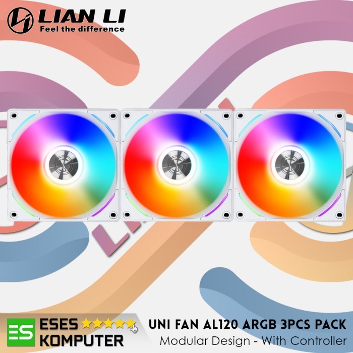 Fan LIAN LI UNI FAN AL120 WHITE - 3PCS 120MM PWM ARGB FAN &amp; CONTROLLER