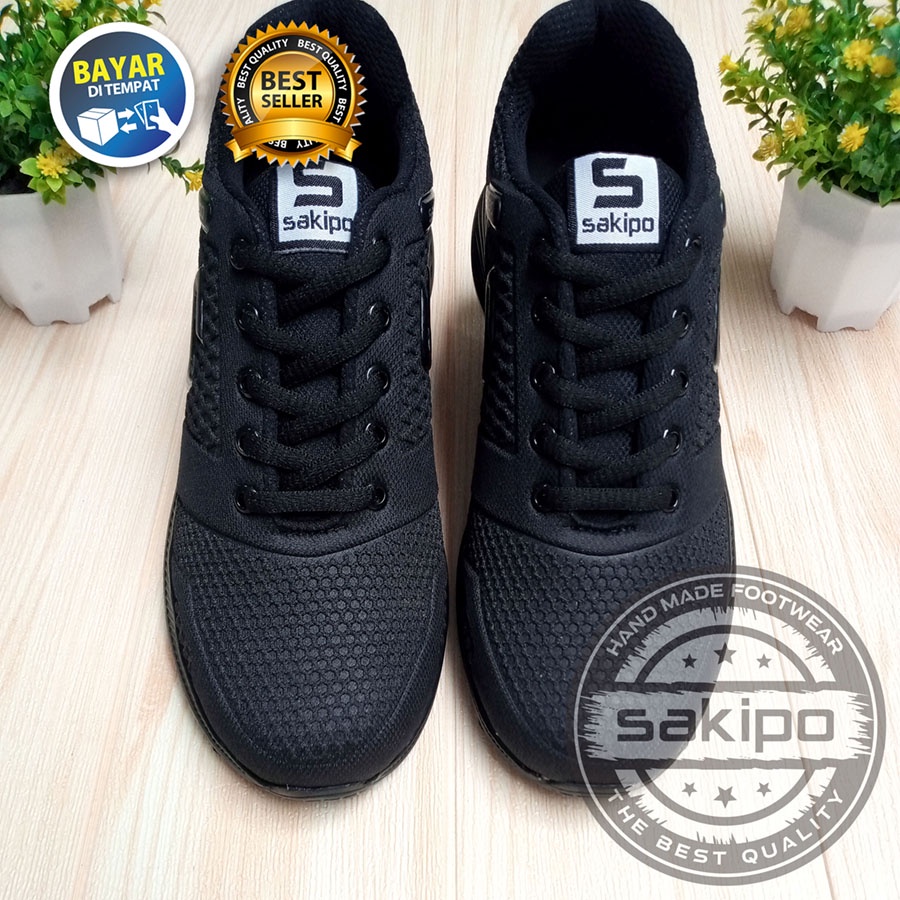 PROMO BTS KEMBALI SEKOLAH !! SEPATU SEKOLAH HITAM POLOS MEREK SAKIPO SD SMP SMA SMK KULIAH / SEPATU BERTALI ANAK SEKOLAH WARNA HITAM  / SEPATU JOGGING RINGAN DI PAKAI / SAKIPO