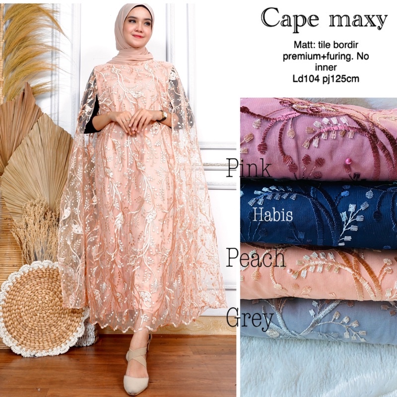 cape dress-kaftan cape tile bordir