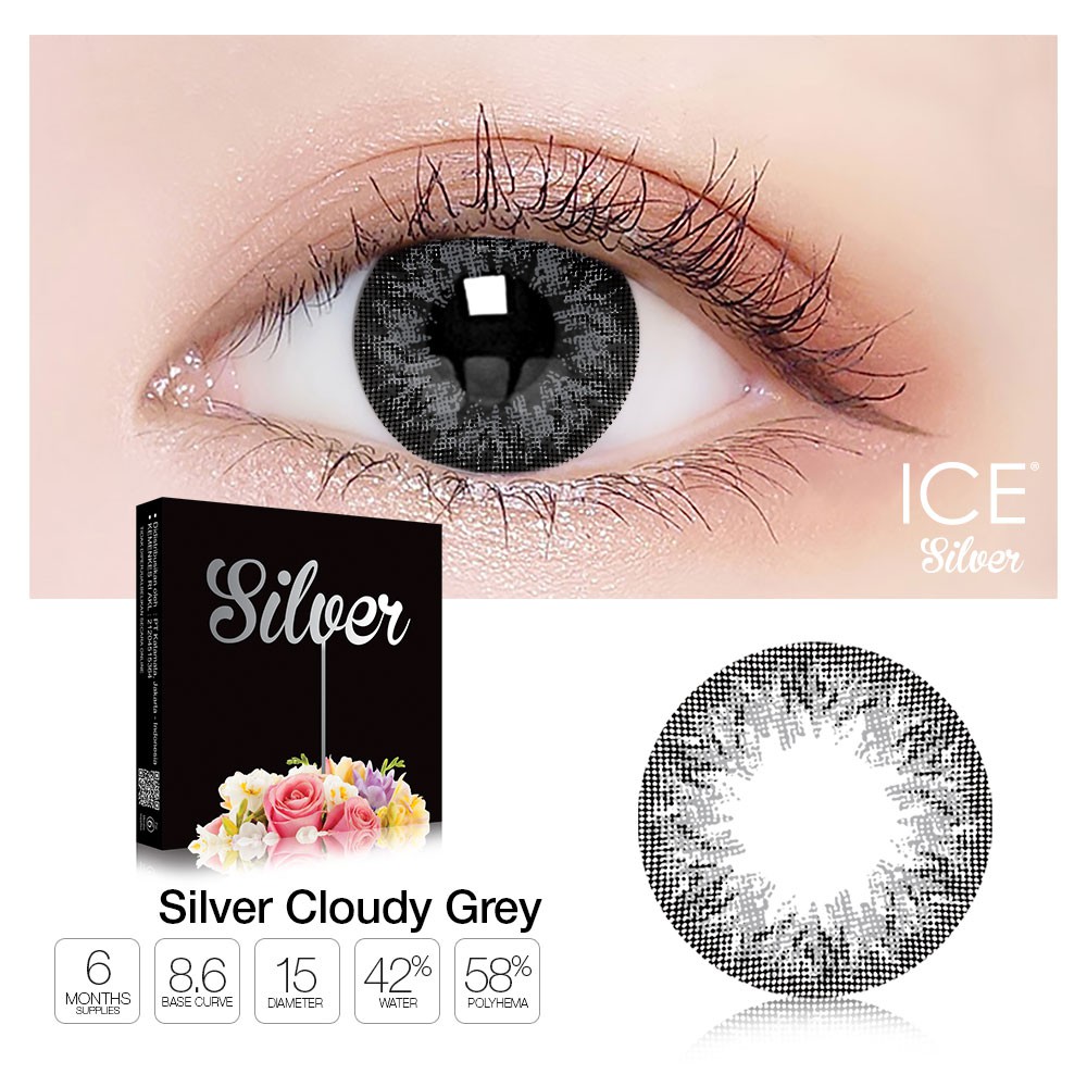 Softlens warna X2 Sanso Colour Bulanan Cloudy Grey