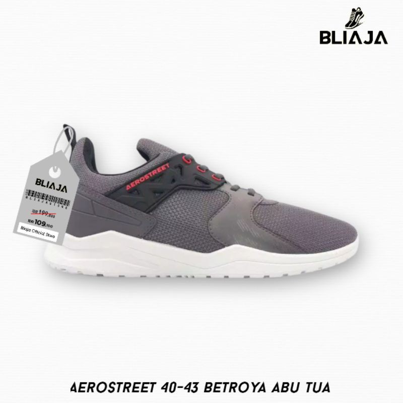 Sepatu Sneakers Casual Sport Sekolah Pria Wanita Aero | StreetAerostreet 40-43 Betroya Abu Tua