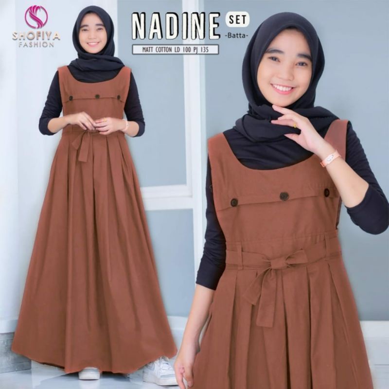 NADINE SET DRESS ORI BY SHOFIYA - DRESS REMAJA SETELAN INNER + OUTER DRESS