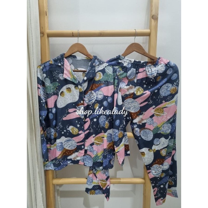 Piyama Wanita Celana Panjang Tangan Panjang /Hijab Katun Rayon Motif