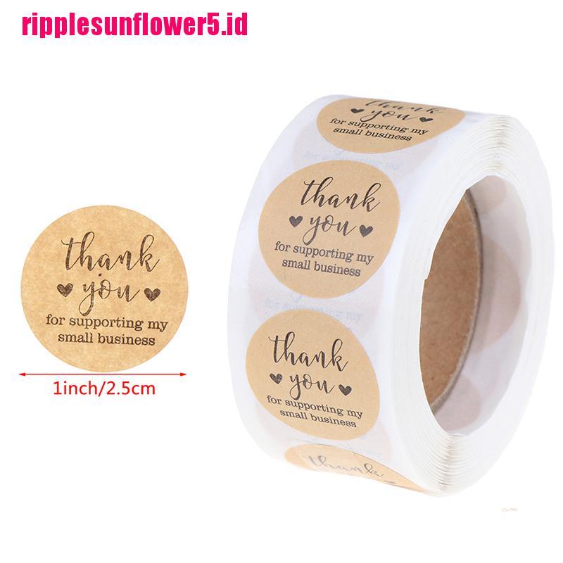 500pcs / roll Stiker Kertas Bulat Tulisan Thank You