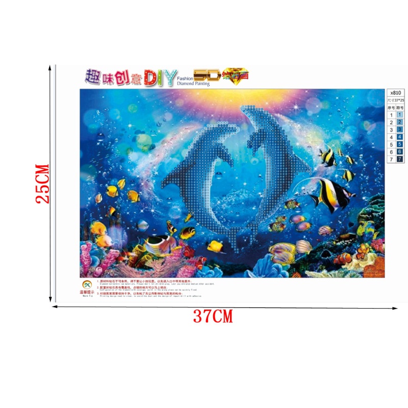 Lukisan Sulaman Berlian 5D Jahitan Bersilang Desain Ocean World Model DIY