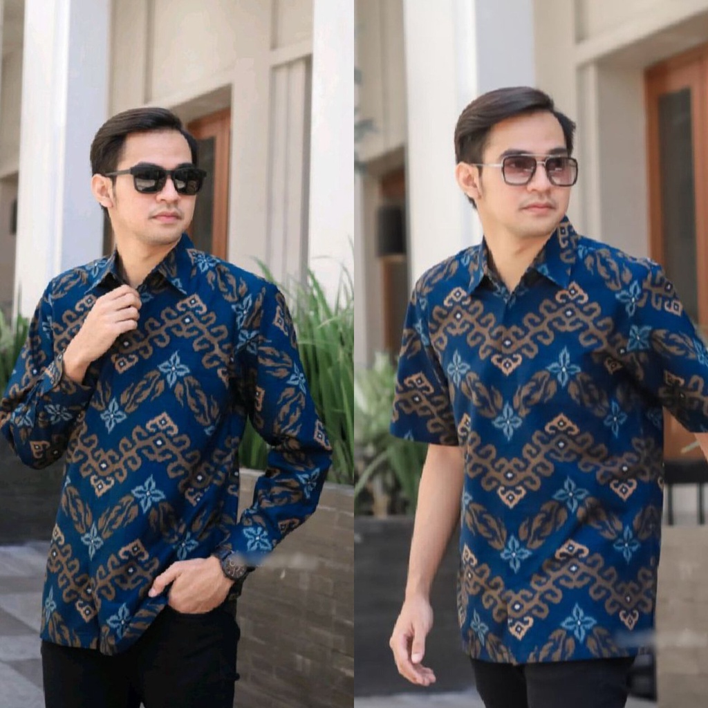 Kemeja Batik Pria Lengan Panjang Pendek BATIK BERKAHTURAH SIZE M L XL XXL BSWART BatiK HRB026 Kenongo Hem Panjang Padi