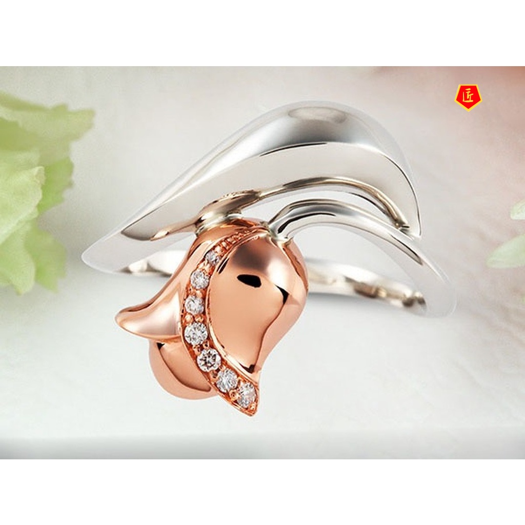 [Ready Stock]Creative Rose Ring Ear Studs Pendant Jewelry Set