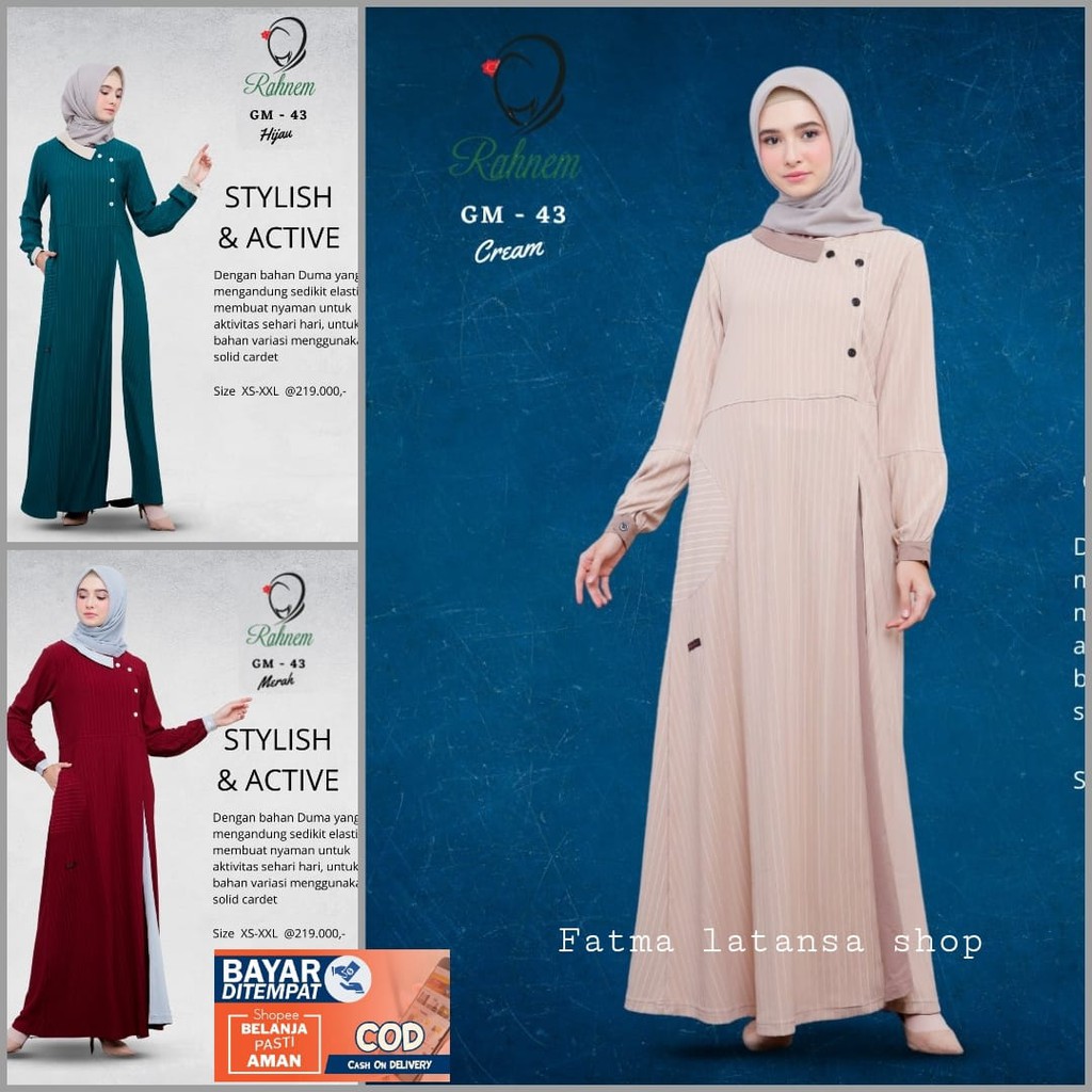gamis wanita rahnem gm 43 / gamis wanita / dress muslim / baju muslim wanita / gamis rahnem / pakaia