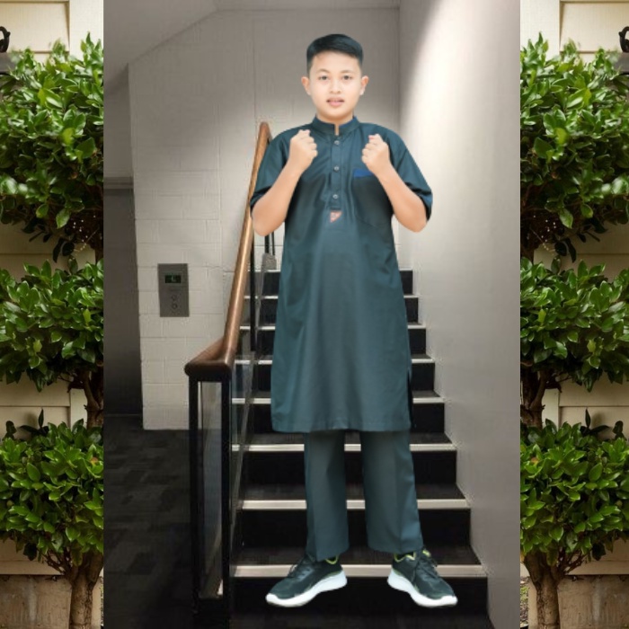 JUBAH ANAK LAKI LAKI UMUR 6TAHUN SAMPI 12TAHUN BAJU MUSLIM ANAK LAKI SET KOKO ANAK HITAM