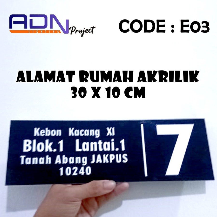 Sign Akrilik Plat Alamat rumah Nomor Rumah 30 x 10 E03