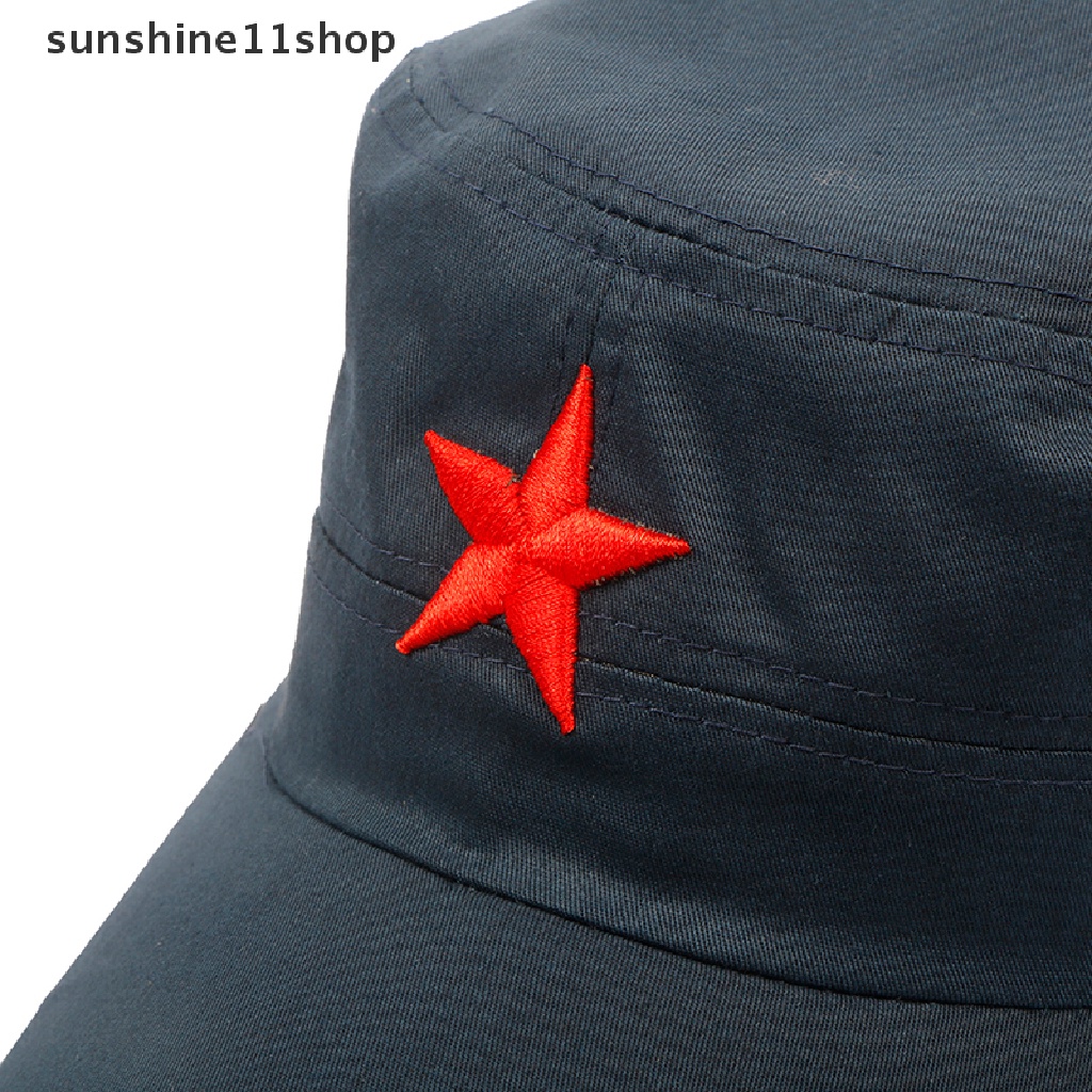 Sho 1pc Topi Flat Casual Adjustable Motif Bintang Merah Bahan Katun Untuk Unisex