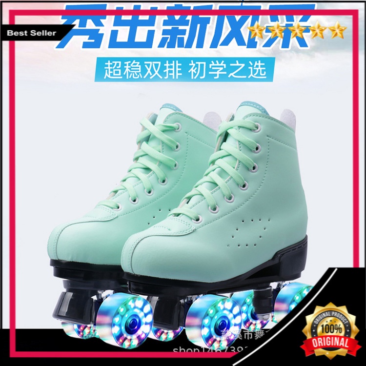 Dewasa Double Row Skating Sepatu Sepatu Roda Dewasa Pria  Wanita Double Row Roda Sepatu Roda Empat F