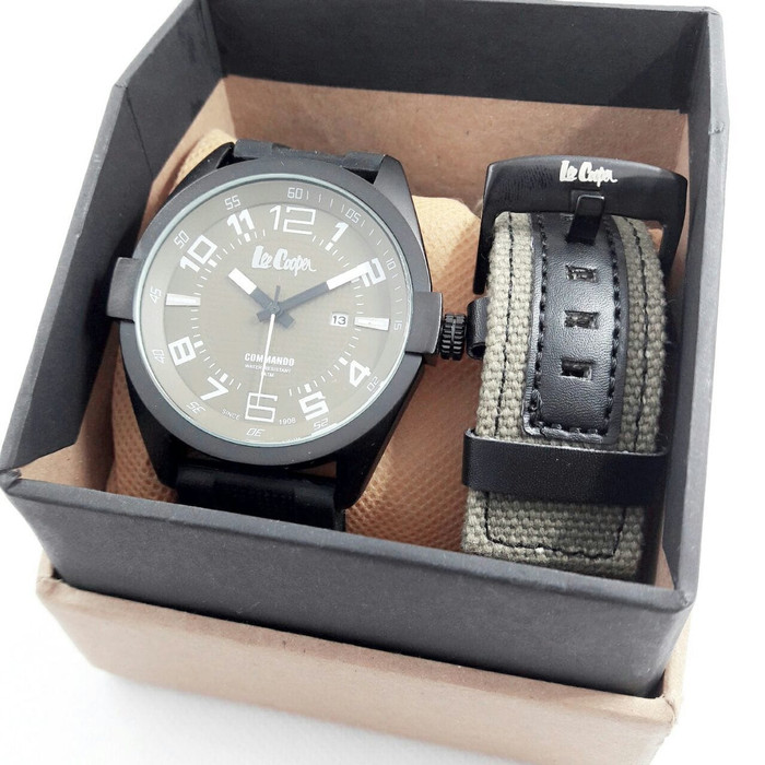 JAM TANGAN PRIA LEE COOPER PAKET BLACK (GREEN)